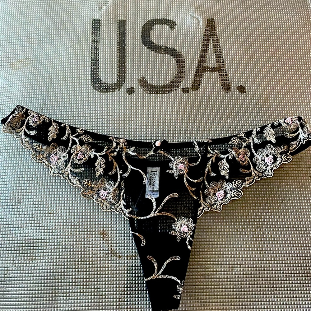 New Felina black lace, thong panty
